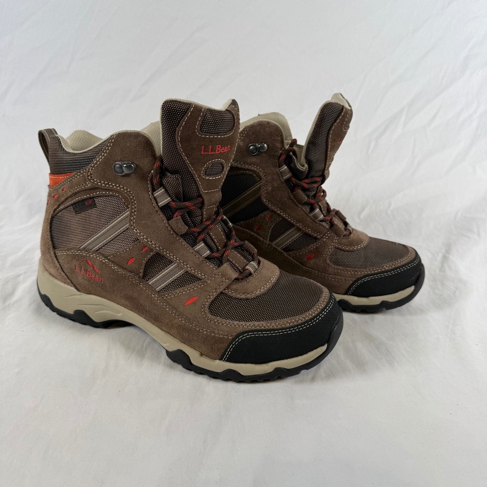 EUC LL Bean Trail Model 4 Waterproof Hiking Boots Brown Red Womens 9.5 Wide